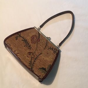 VTG Liz Claiborne Tapestry / Leather Handbag